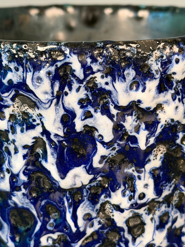 ES Keramik Vintage Planter Fat Lava 60s Blue White Ceramic - Image 7