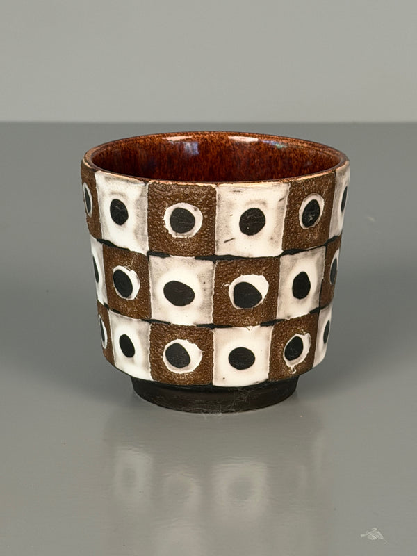 Schlossberg Ceramic Planter 1960s Brown White Mid Century