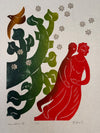 Heinz Stein Art Print Baumblüte IV 1970s Green Red Paper - Image 4