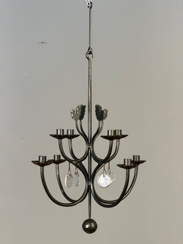 Boda Smide Candle Chandelier Duvan 1960s Silver Glass - Image 2