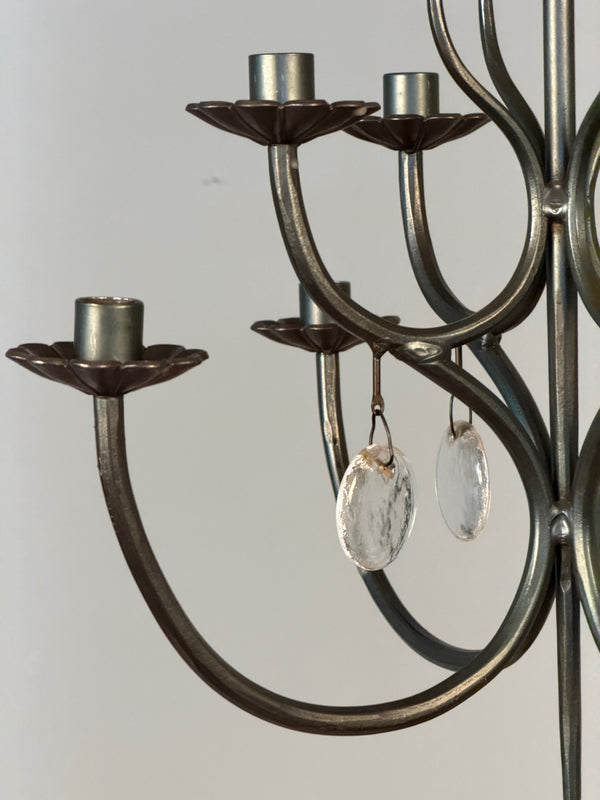 Boda Smide Candle Chandelier Duvan 1960s Silver Glass - Image 3