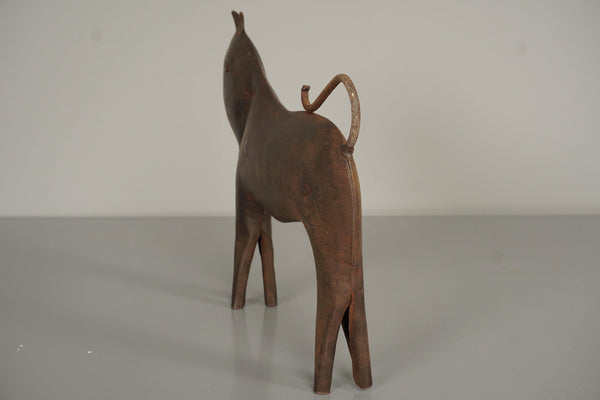 Vintage metal figure sculpture bull ox dog tin abstract 1950s - Photo 4