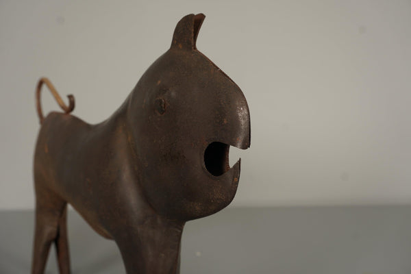 Vintage metal figure sculpture bull ox dog tin abstract 1950s - Photo 8