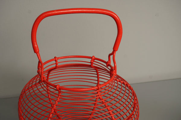 Vintage Egg Basket Wire Basket 1950s Red Metal - Image 5
