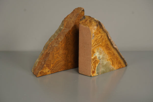 Vintage Pair Agate Bookends Polished 70s Brown Stone - Image 4