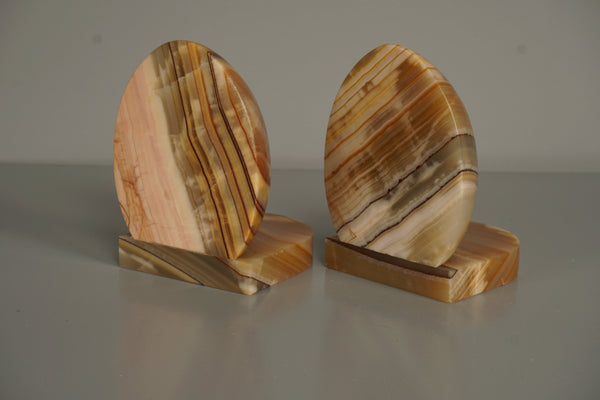 Vintage Agate Bookends Pair 1970s Green Orange Marble - Image 5