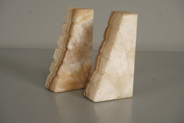 Vintage Pair of Onyx Bookends 1970s Beige and Light Green - Image 5
