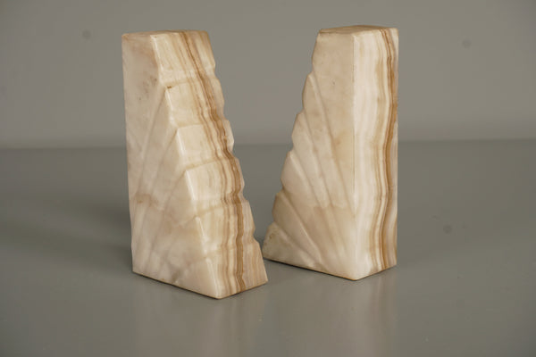 Vintage Pair of Onyx Bookends 1970s Beige and Light Green - Image 8