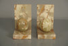 Vintage Pair Onyx Bookends 1970s Beige Pink Marble - Image 5