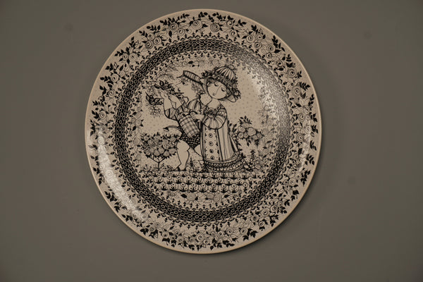 Rosenthal Studio-Linie Björn Wiinblad Decorative Plate The Seasons 1970s Black White Ceramic
