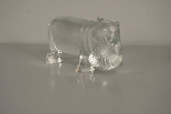 Kosta Boda Bertil Vallien Decorative Sculpture Zoo Series Hippopotamus 70s Clear Glass - Image 2