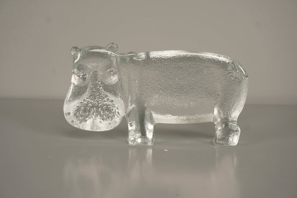 Kosta Boda Bertil Vallien Decorative Sculpture Zoo Series Hippopotamus 70s Clear Glass - Image 4