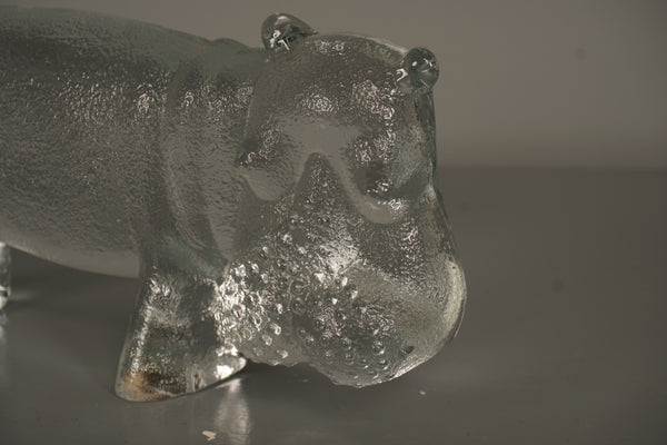 Kosta Boda Bertil Vallien Decorative Sculpture Zoo Series Hippopotamus 70s Clear Glass - Image 7