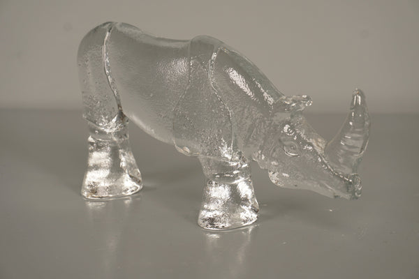 Kosta Boda Bertil Vallien Sculpture Zoo Nashoru 70s Clear Glass - Image 4