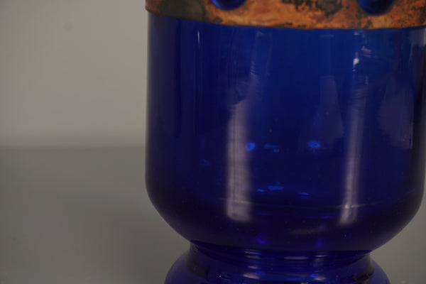 Raak Amsterdam Nanny Still Glass Copper Vase 1960s Blue - Image 7