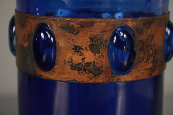 Raak Amsterdam Nanny Still Glass Copper Vase 1960s Blue - Image 8