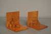 Vintage Pair of Wooden Beech Bookends 1950s Brown