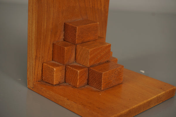 Vintage Pair of Wooden Beech Bookends 1950s Brown - Image 8