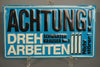 Vintage Metal Sign Achtung Dreharbeiten 1970s Blue White