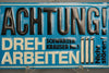 Vintage Metal Sign Achtung Dreharbeiten 1970s Blue White - Image 3
