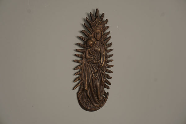 Bronze Wall Relief Marian Image 1960s - Image 3