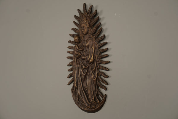 Bronze Wall Relief Marian Image 1960s - Image 4