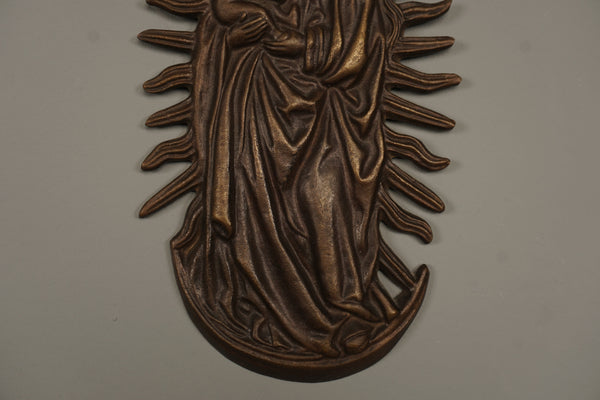 Bronze Wall Relief Marian Image 1960s - Image 6