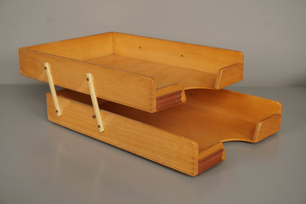 Vintage Wood Plastic Bauhaus 1950s Letter Tray