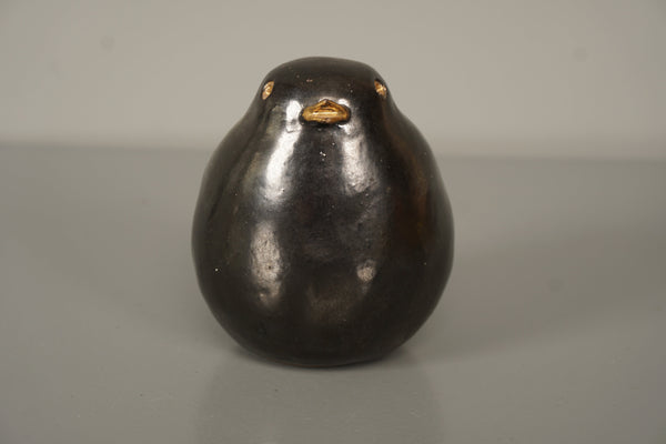 Vintage Ceramic Bird Figurine Mid Century 1960s Black Gold - Image 3