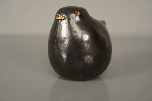 Vintage Ceramic Bird Figurine Mid Century 1960s Black Gold - Image 4