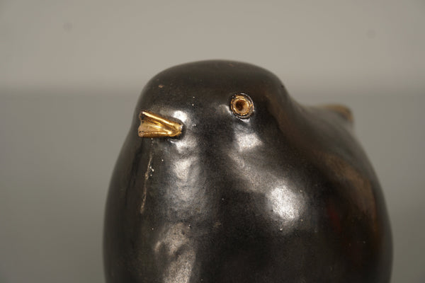 Vintage Ceramic Bird Figurine Mid Century 1960s Black Gold - Image 7