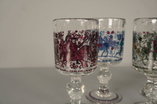 Alfred Taube Goblet 6-Piece Glass Set 1960s Transparent Blue Glass - Image 3