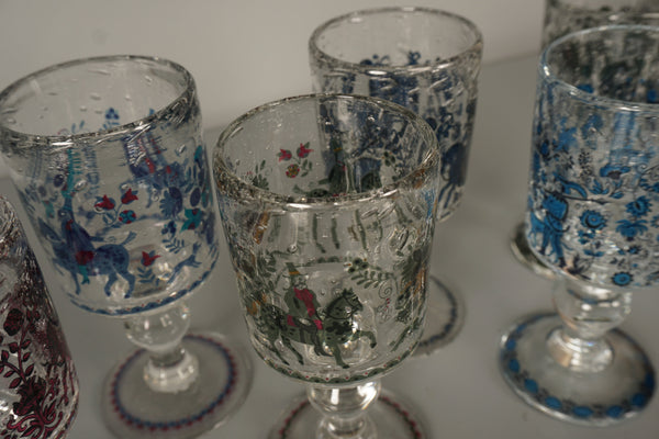 Alfred Taube Goblet 6-Piece Glass Set 1960s Transparent Blue Glass - Image 4