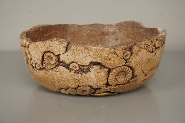 Vintage Ceramic Bowl Planter 1960s Tan Brown