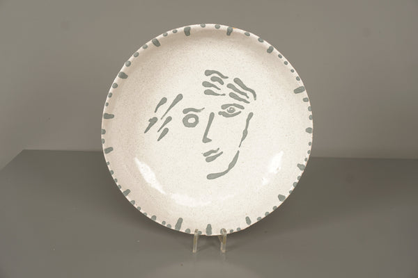 Vintage Plate 1960s Ceramic Cream Terracotta