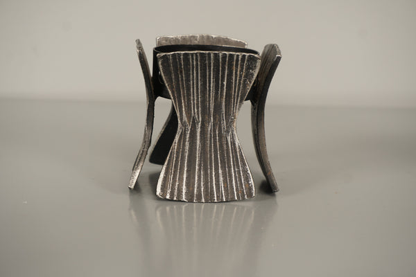 Vintage Iron Candle Holder Mid Century 1960s Silver Metal - Image 2