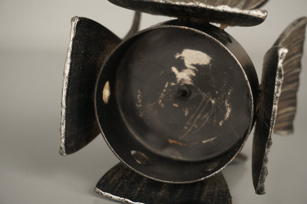 Vintage Iron Candle Holder Mid Century 1960s Silver Metal - Image 3