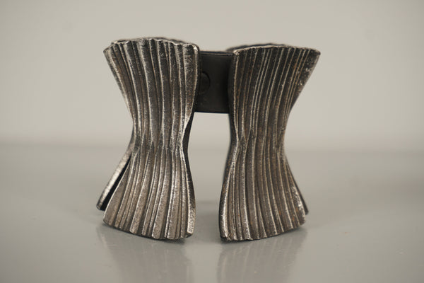 Vintage Iron Candle Holder Mid Century 1960s Silver Metal - Image 5
