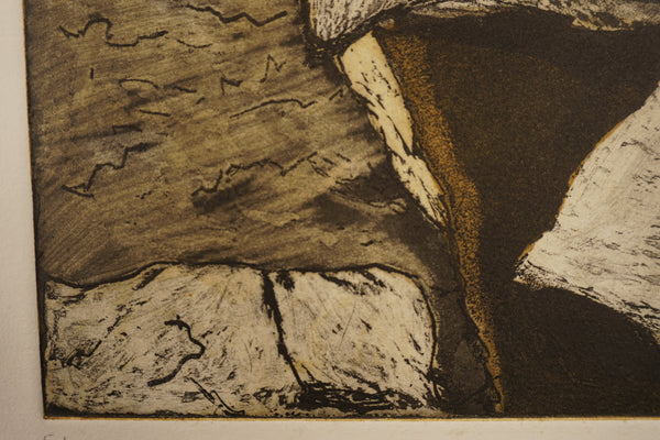 Etching 'Steine am Ufer' Épreuve d'Artiste 90s Beige Dark Brown Paper - Image 5