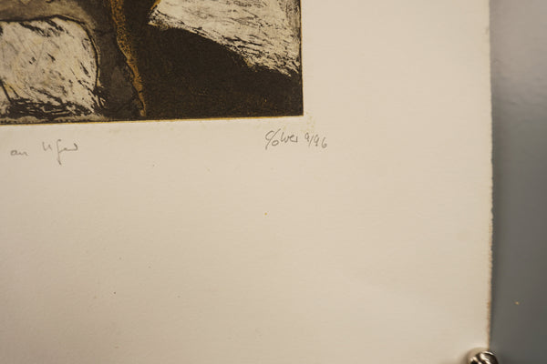 Etching 'Steine am Ufer' Épreuve d'Artiste 90s Beige Dark Brown Paper - Image 7