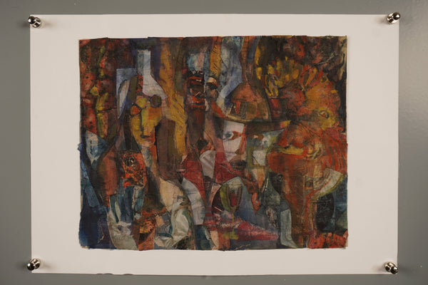 Gudrun Edel - Rösnes Artwork Collage Mixed Media 90s Dark Red Earth Tones