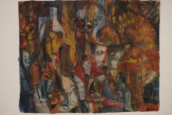 Gudrun Edel - Rösnes Artwork Collage Mixed Media 90s Dark Red Earth Tones - Image 2