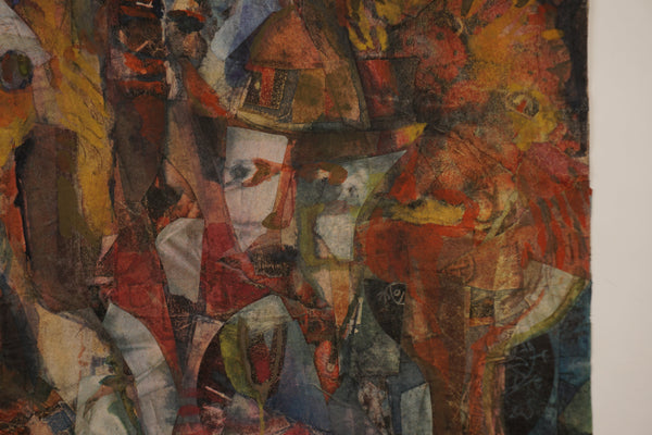 Gudrun Edel - Rösnes Artwork Collage Mixed Media 90s Dark Red Earth Tones - Image 4