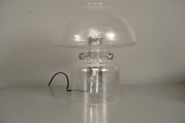 Vintage Table Lamp Clear Glass Mushroom 1970s Clear Glass Metal