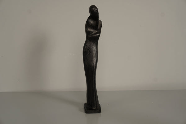 Metal Sculpture Woman with Child 1960s Mid Century Cast Iron
