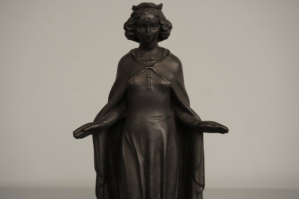 Heinrich Moshage Statue Saint Barbara 1950s Dark Brown Metal - Image 2