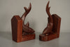 Vintage Teak Wood Bookends 1960s Brown Cream Mid-Century Modern - Image 2