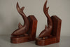 Vintage Teak Wood Bookends 1960s Brown Cream Mid-Century Modern - Image 4