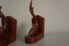 Vintage Teak Wood Bookends 1960s Brown Cream Mid-Century Modern - Image 7