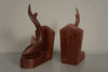 Vintage Teak Wood Bookends 1960s Brown Cream Mid-Century Modern - Image 8